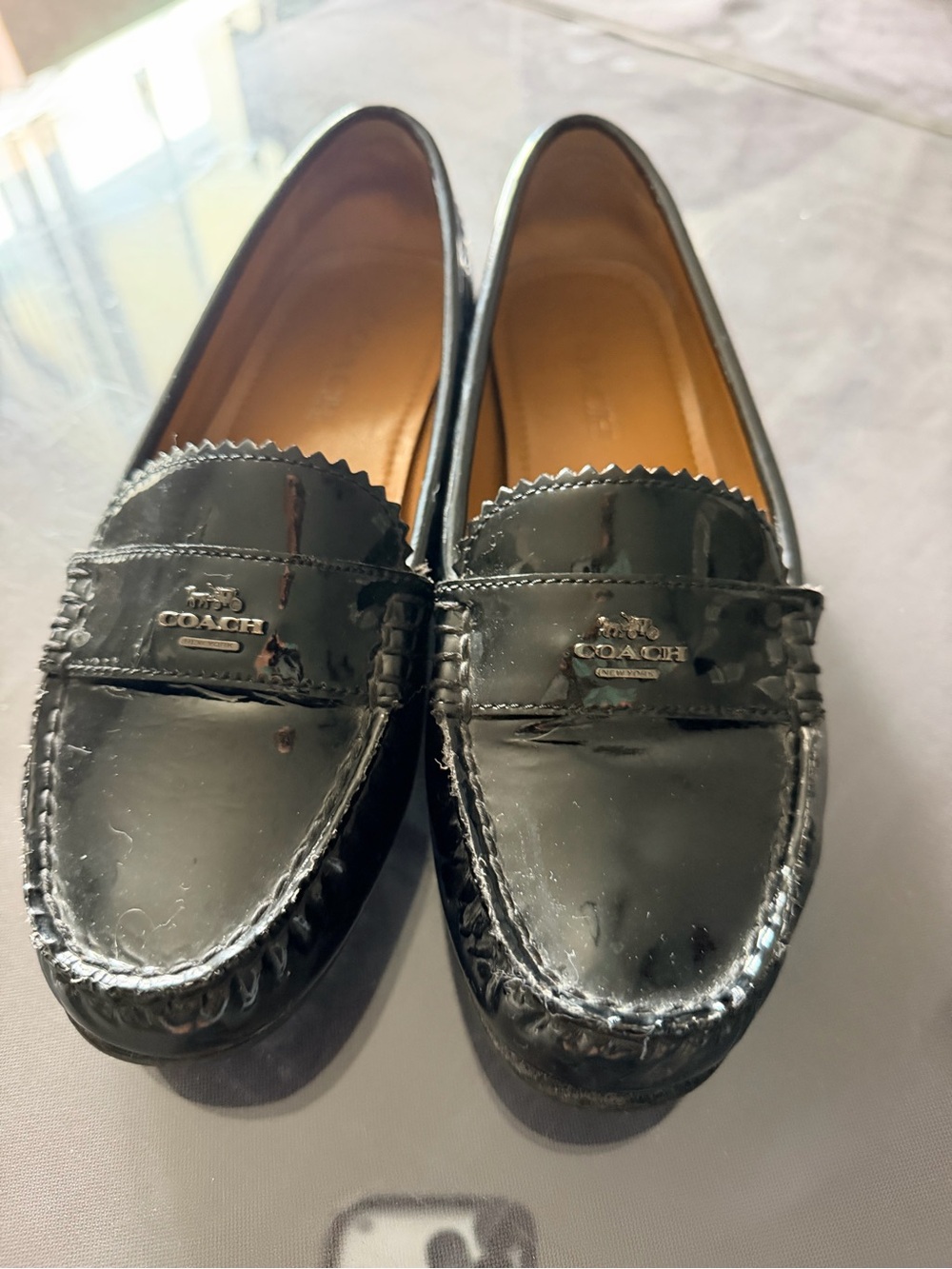 COACH Women’s Black Patent Leather Driving Loafers